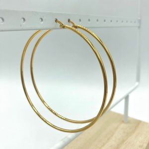 Stainless steel 7cm hoops 18k gold plated